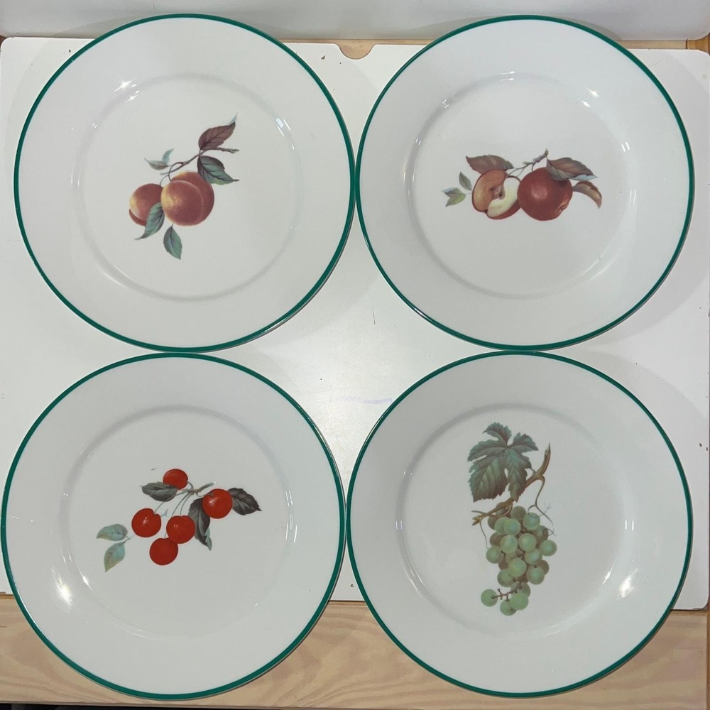 Vintage Cordon Bleu Catherine Fruit Salad Plates Set of 8 Green Rim